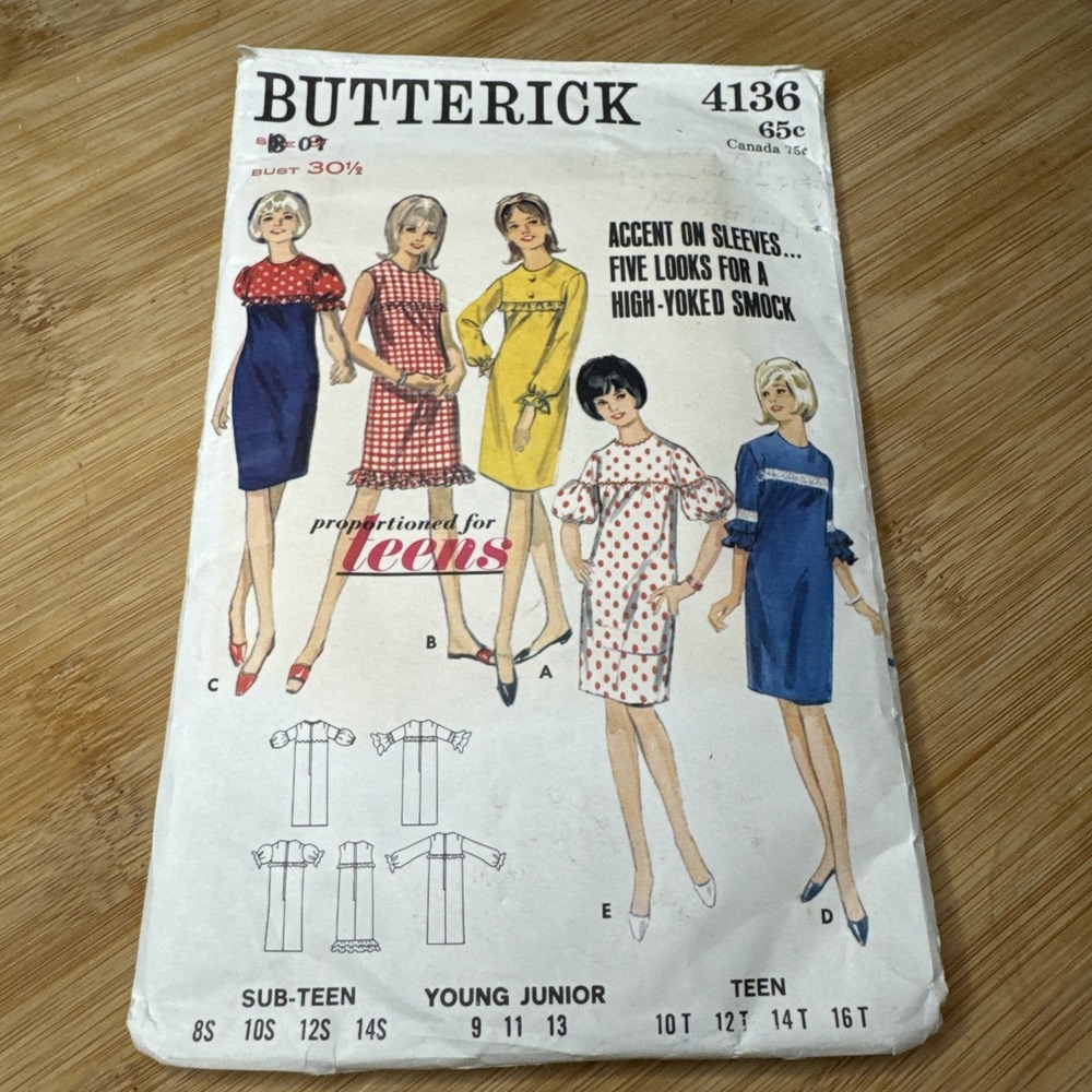 Vintage 1970s Butterick 4136 Dress Pattern Women's Sz 9 Sewing Pattern